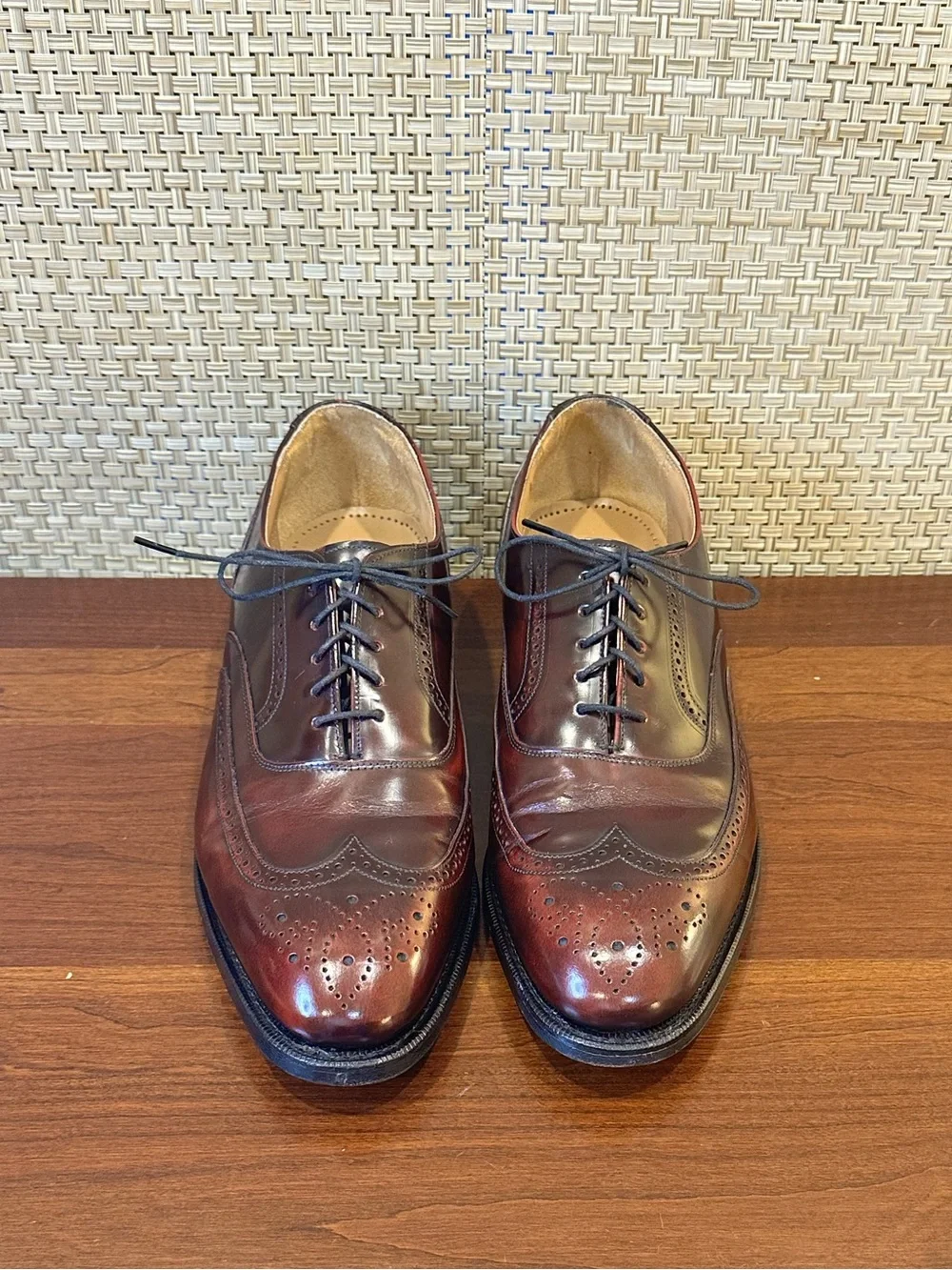 🌟HP🌟VTG 1980s-90s Johnston & Murphy Burgundy Leather Wingtip Oxfords 9 C/A USA